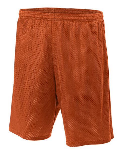 A4 9" Lined Tricot Mesh Short (N5296), Color 'Athletic Orange'